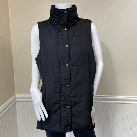 Bass Black Puffer Vest with Knit Back, M - Picture 9 of 16